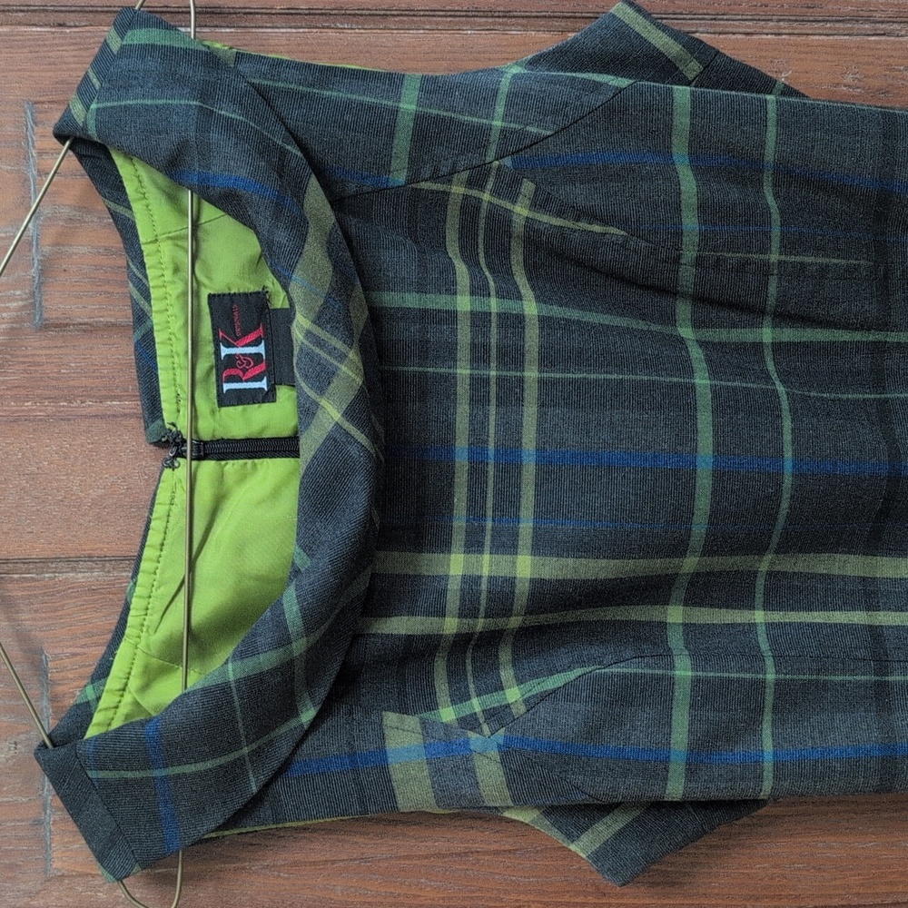 Plaid Cowl Neck Dress with Belt